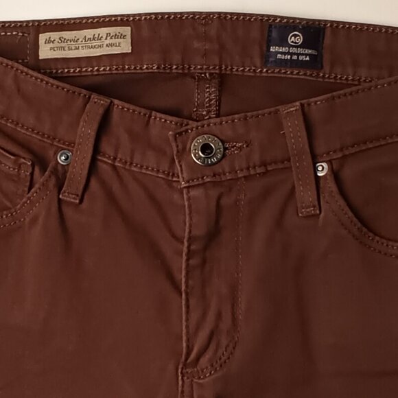Adriano Goldschmied Jeans Size 26/4 The Stevie Ankle Petite Slim Straight Brown - Picture 3 of 10
